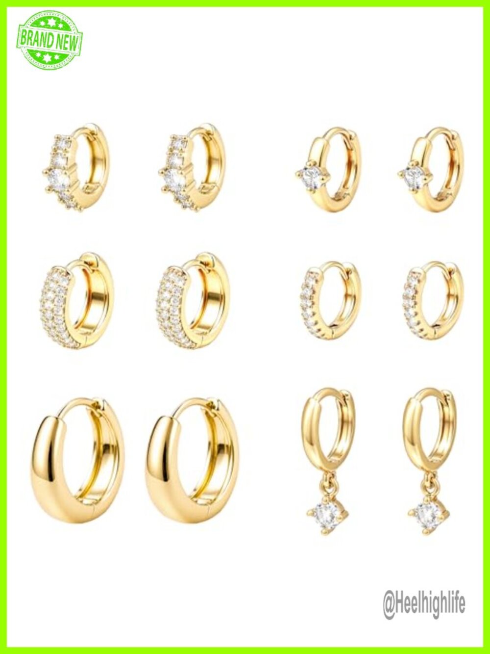 14K Gold Plated Chunky Hoop Earrings Set Hypoallergenic Lightweight Huggie Hoops